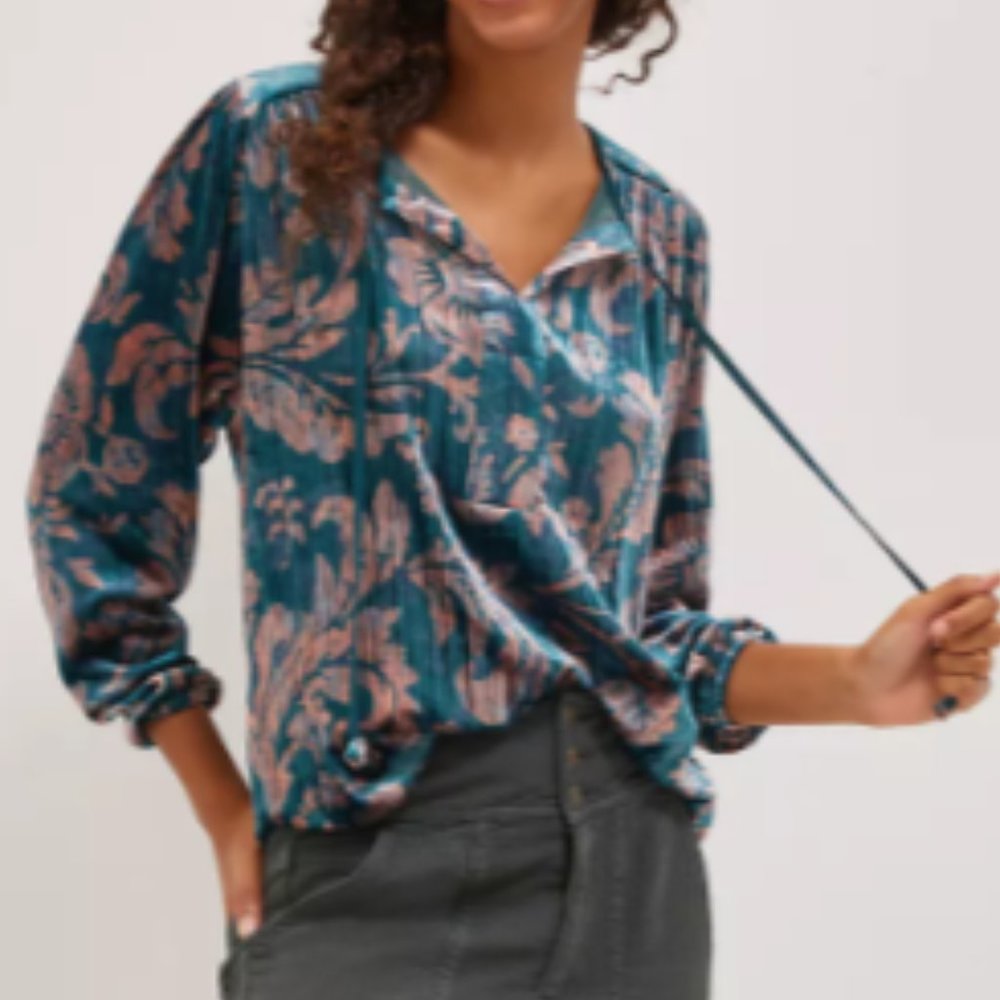 Faustine Velvet Peasant Blouse, size M, NWT